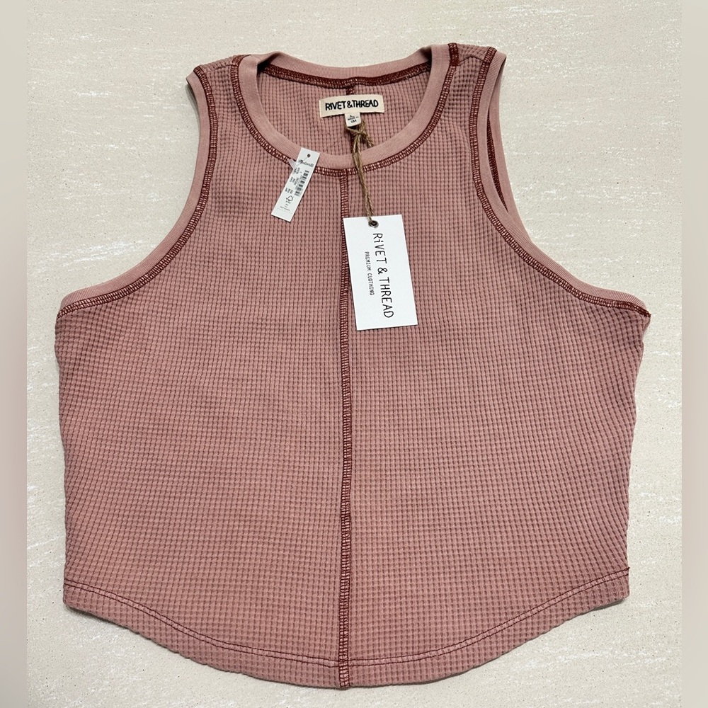 NWT limited edition Rivet and Thread cropped waffle knit fitted tank size L